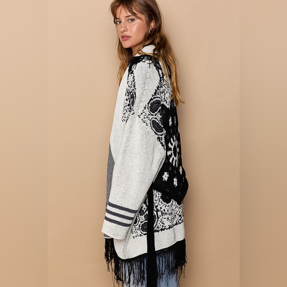 NWOT POL Women's Cream Cardigan Boho Oversized Chenille Long Sleeve Belted. - Picture 6 of 6